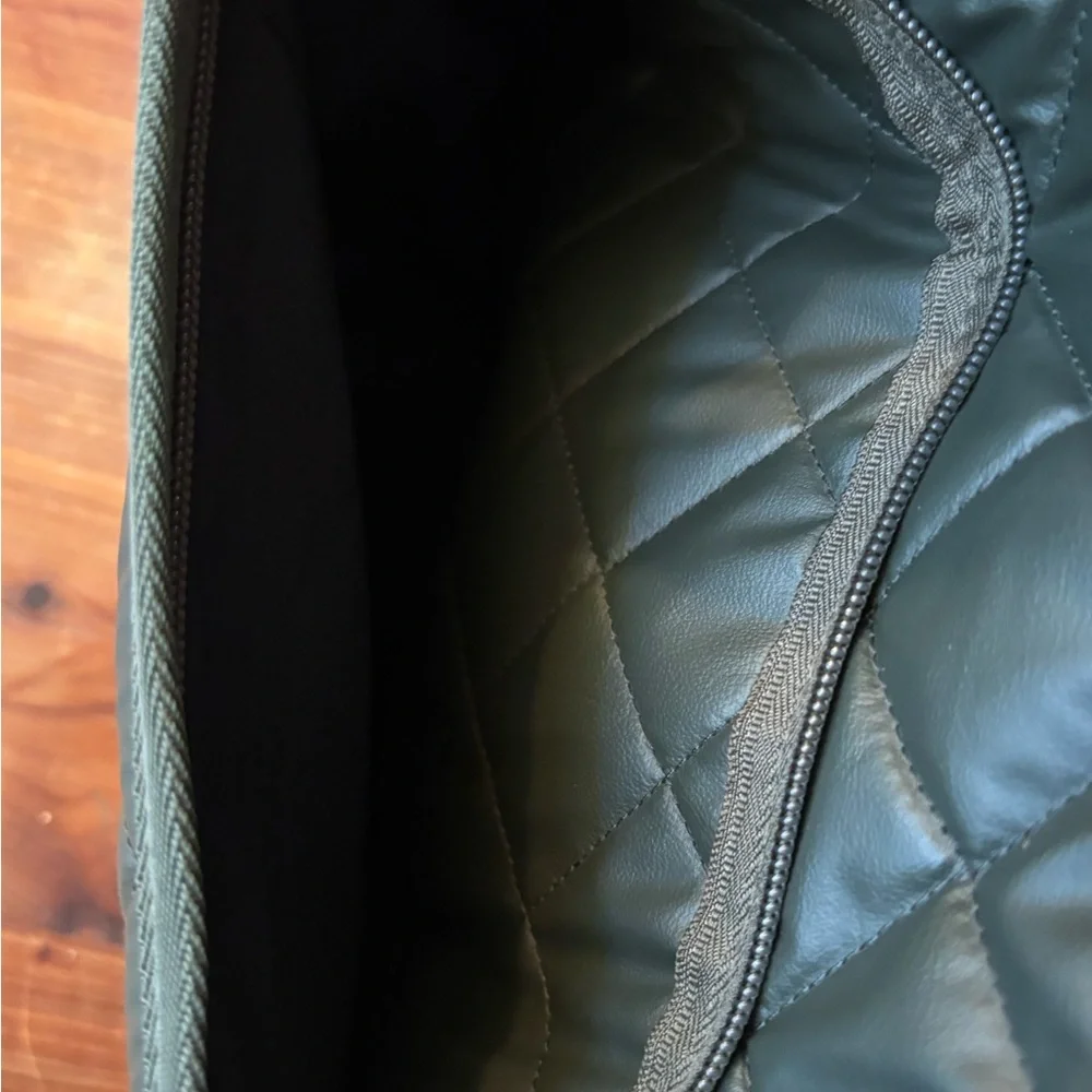 HAUTE SHORE Green Quilted Messenger Bag with Red and Black Strap - Picture 6 of 9